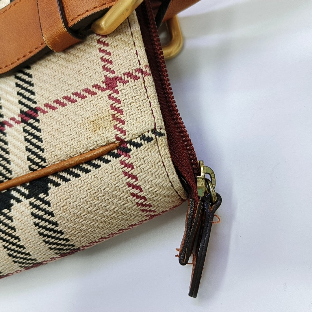 Fabric Top Handle Bag Brown