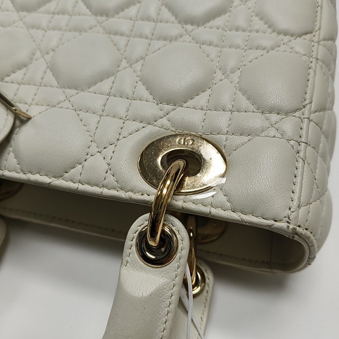 Lady Dior Small Cannage Lambskin White