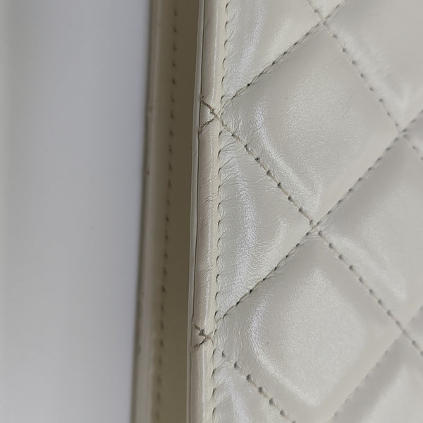 Quilted Calfskin Shoulder Bag White