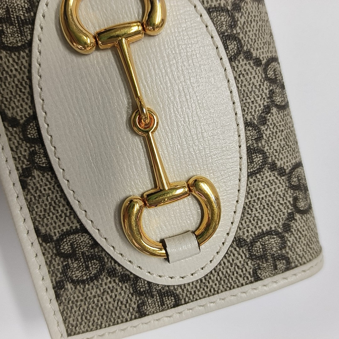 Horsebit 1955 Small Monogram Coated Canvas Beige Wallet