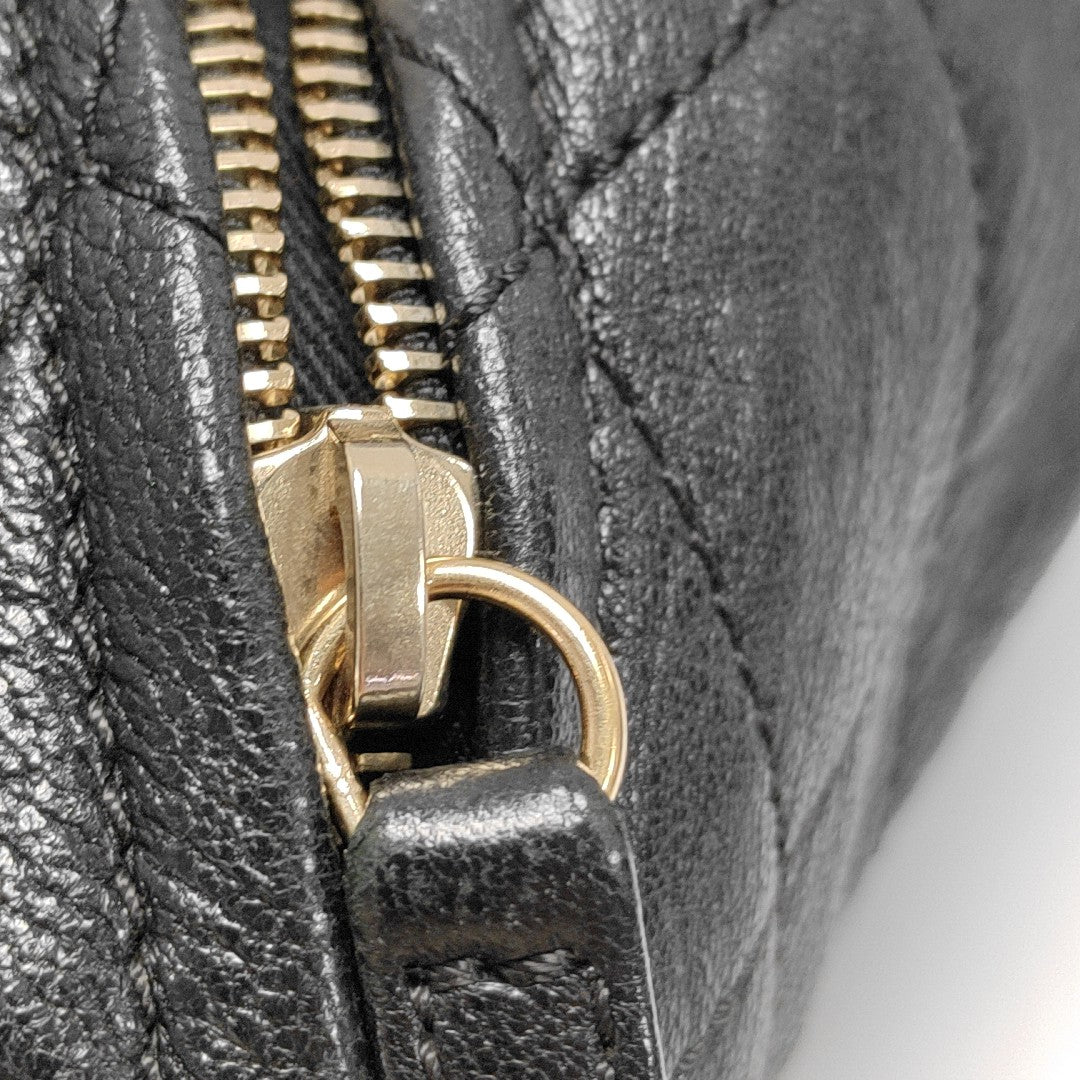 Quilted Grained Calfskin Backpack Black