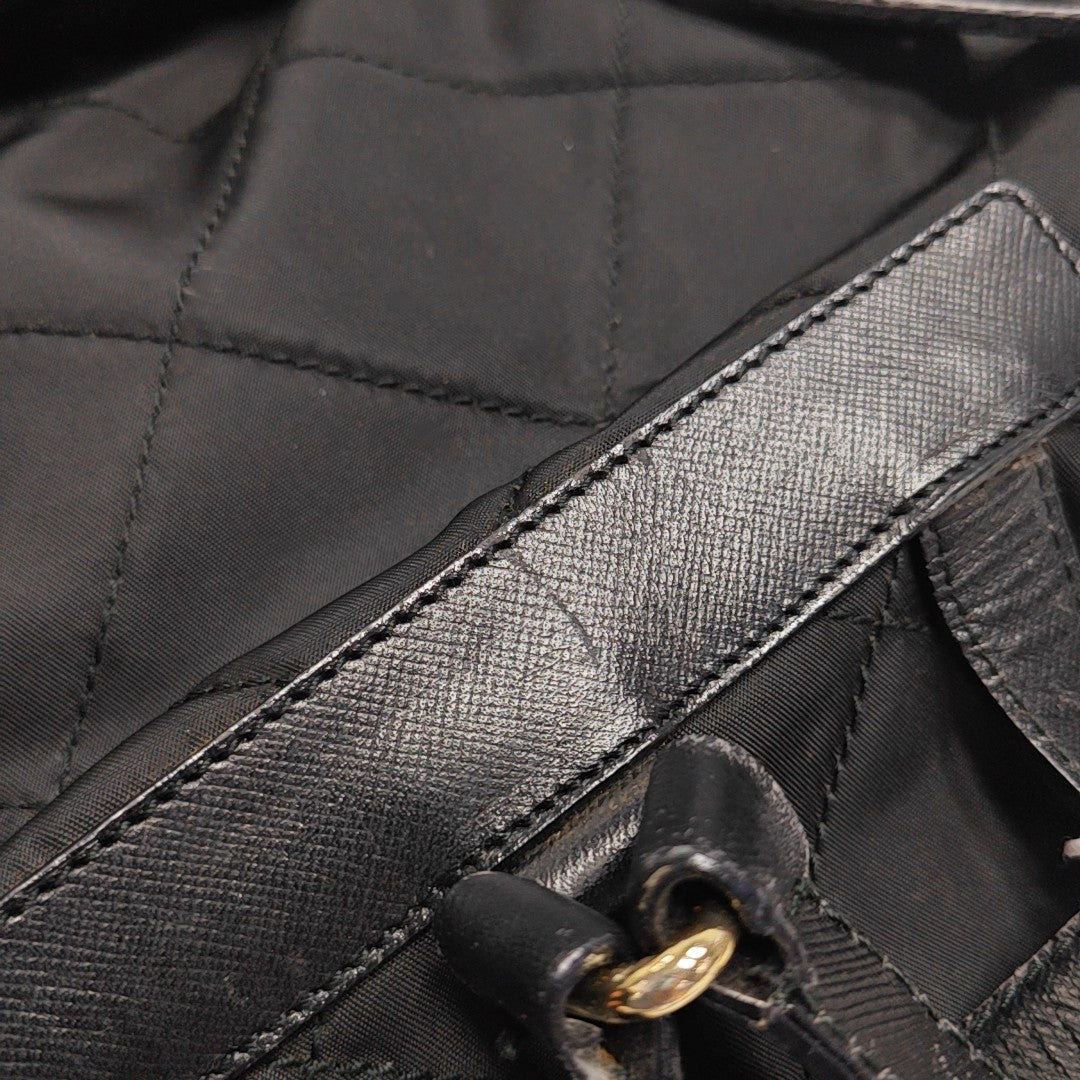 Quilted Nylon Backpack Black