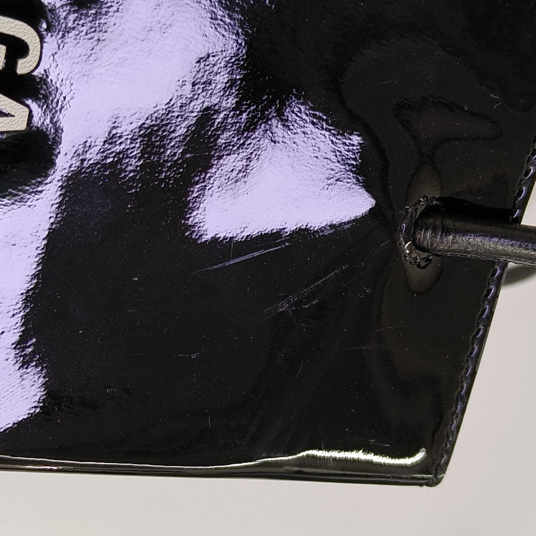 Shopping Bag Super Mini Patent Leather Black
