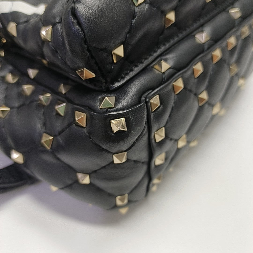 Spike Up Quilted Lambskin Black