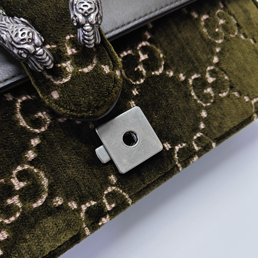 Dionysus Small Monogram Velvet Green