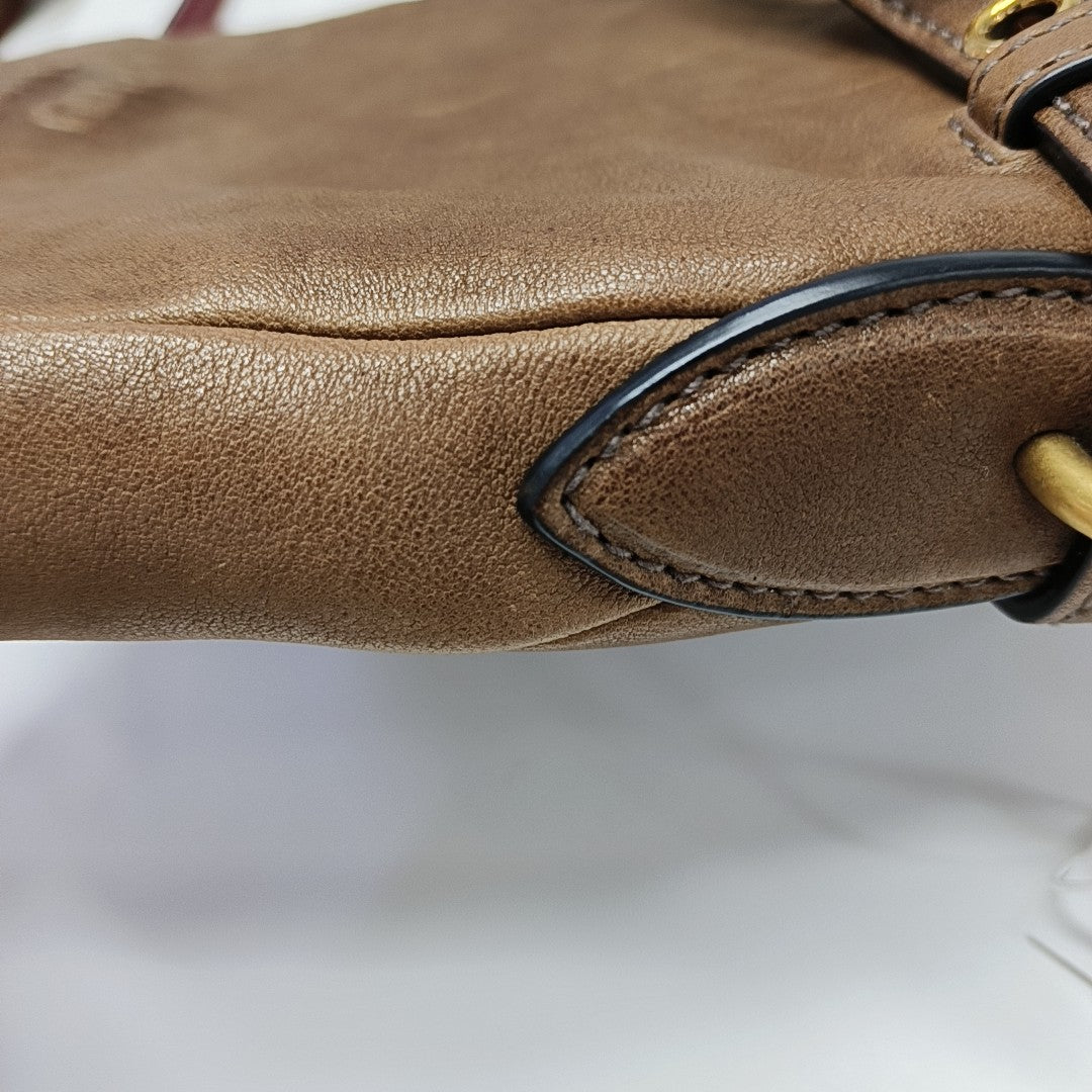 Lambskin Bucket Bag Brown