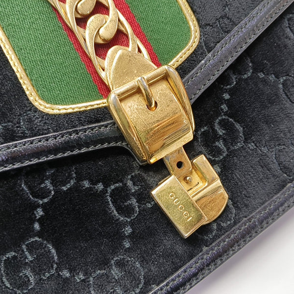 Sylvie Small Monogram Velvet Black