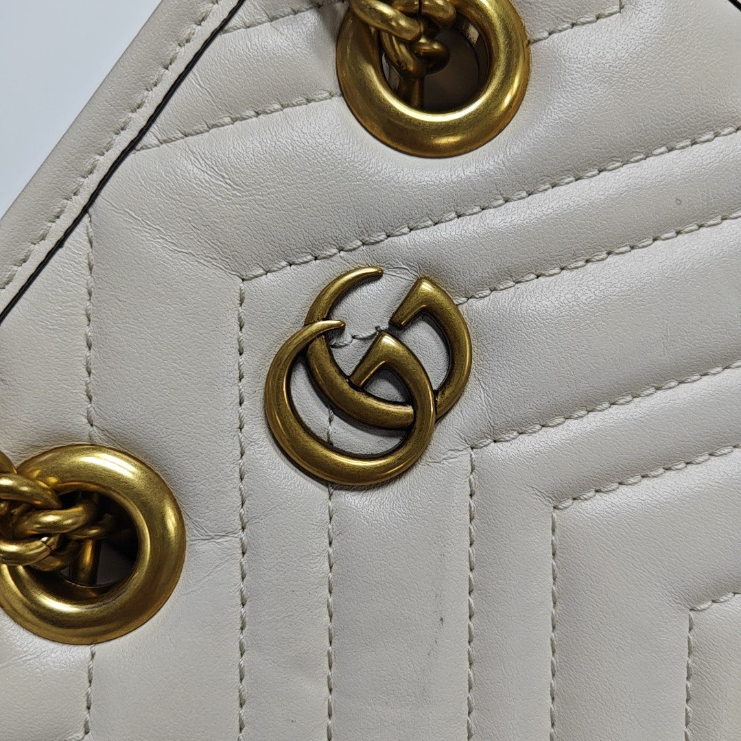 GG Marmont Mini Quilted Calfskin White