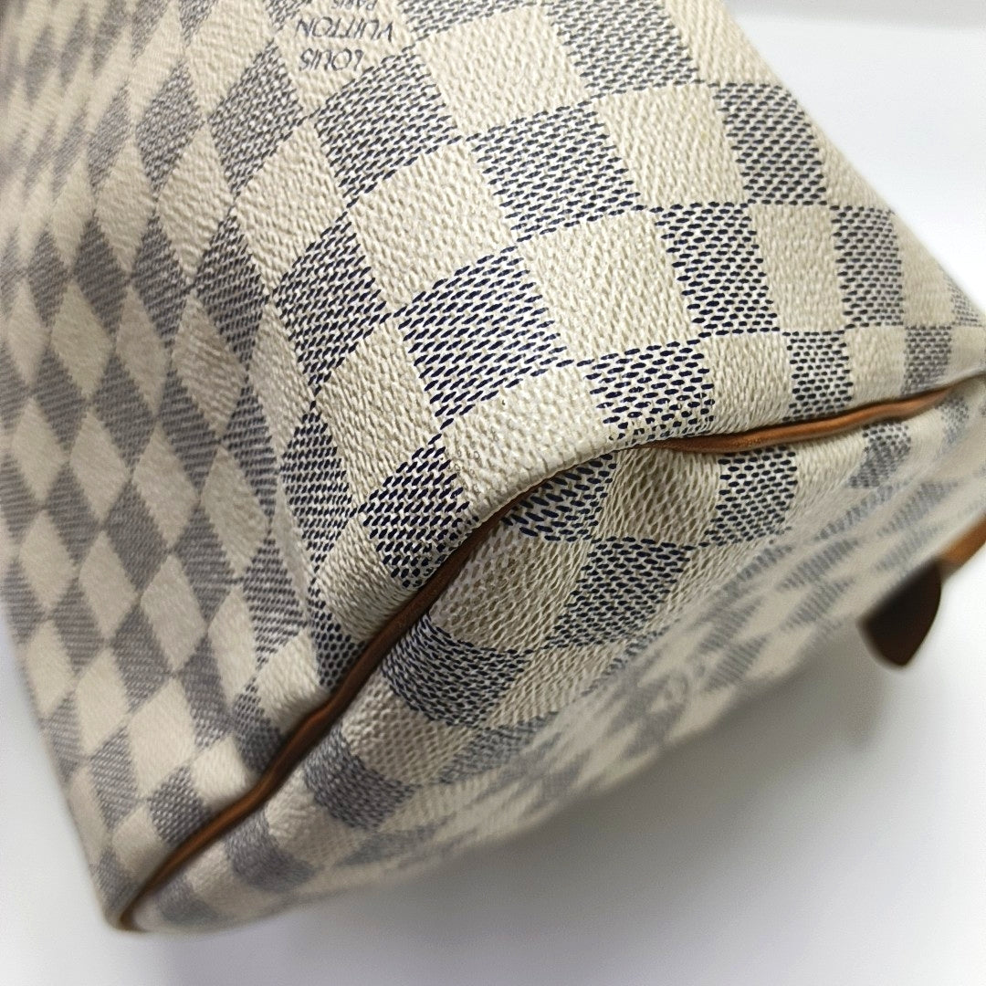 SPEEDY 30 Damier Azur Coated Canvas White