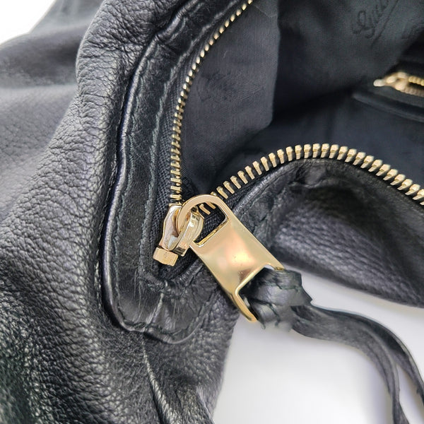 Calfskin Top Handle Bag Black