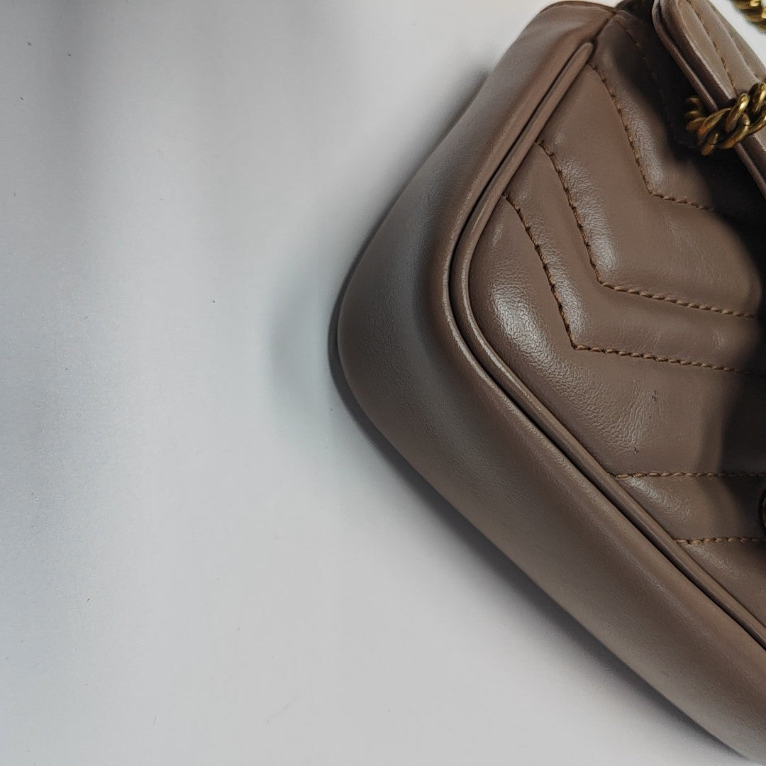 GG Marmont Mini Quilted Calfskin Beige