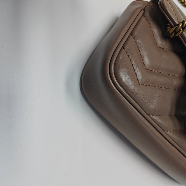 GG Marmont Mini Quilted Calfskin Beige