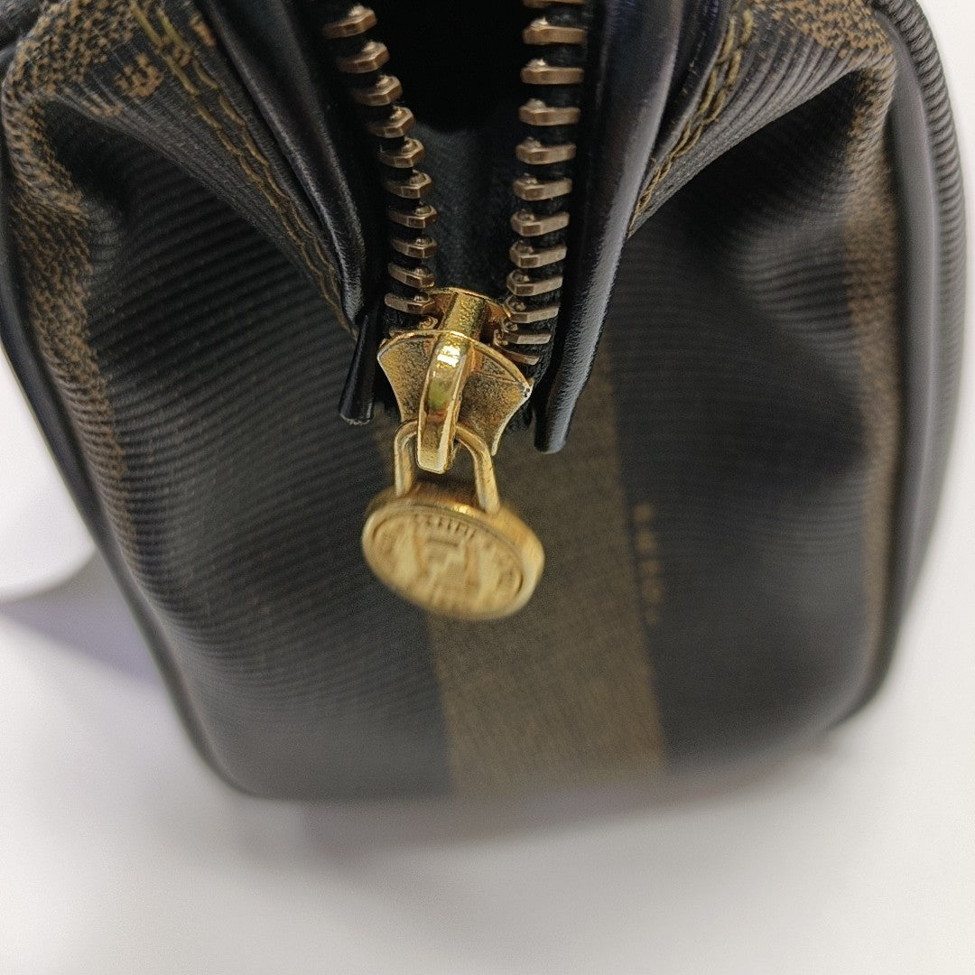 Coated Canvas Shoulder Bag Brown