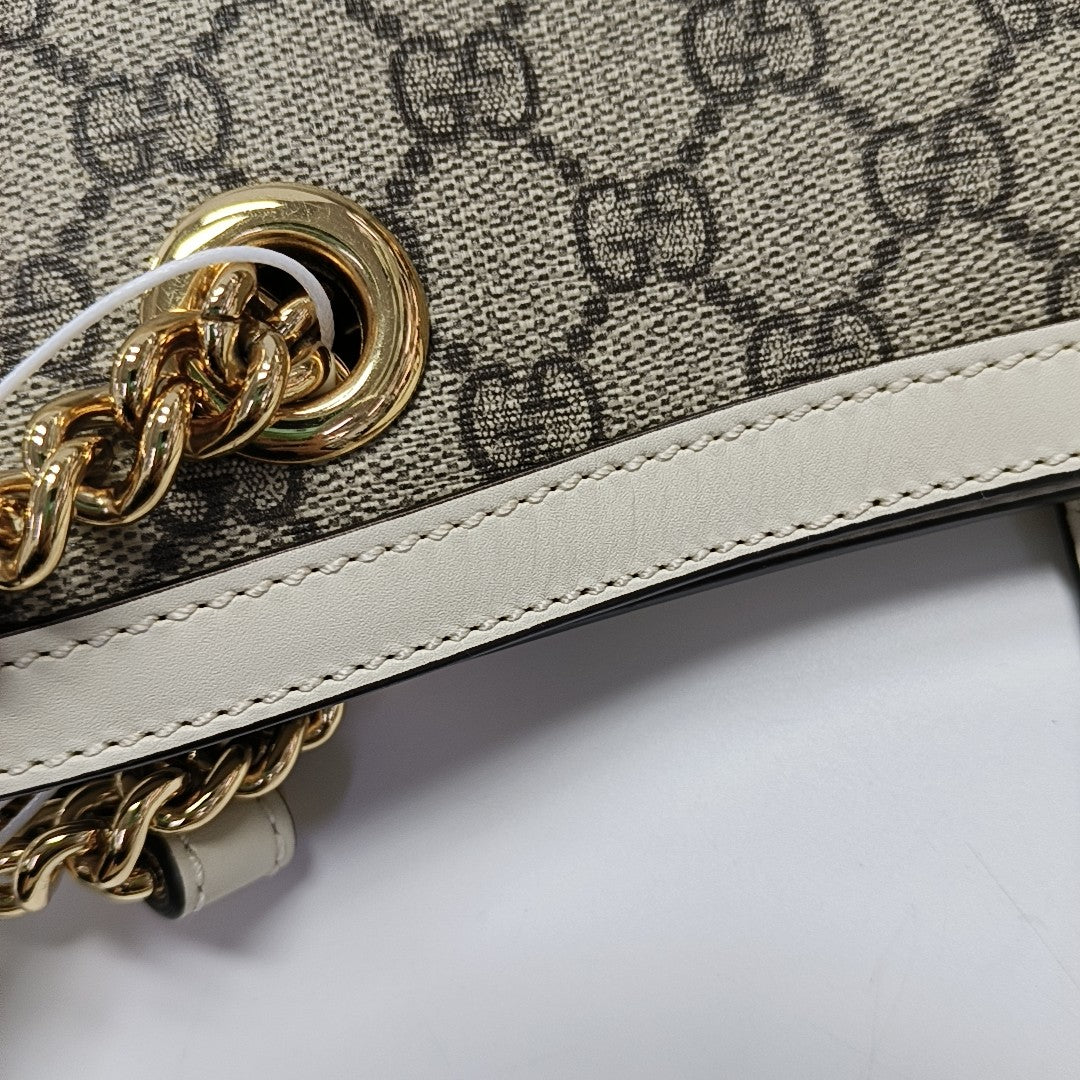 Padlock Medium Monogram Coated Canvas Beige