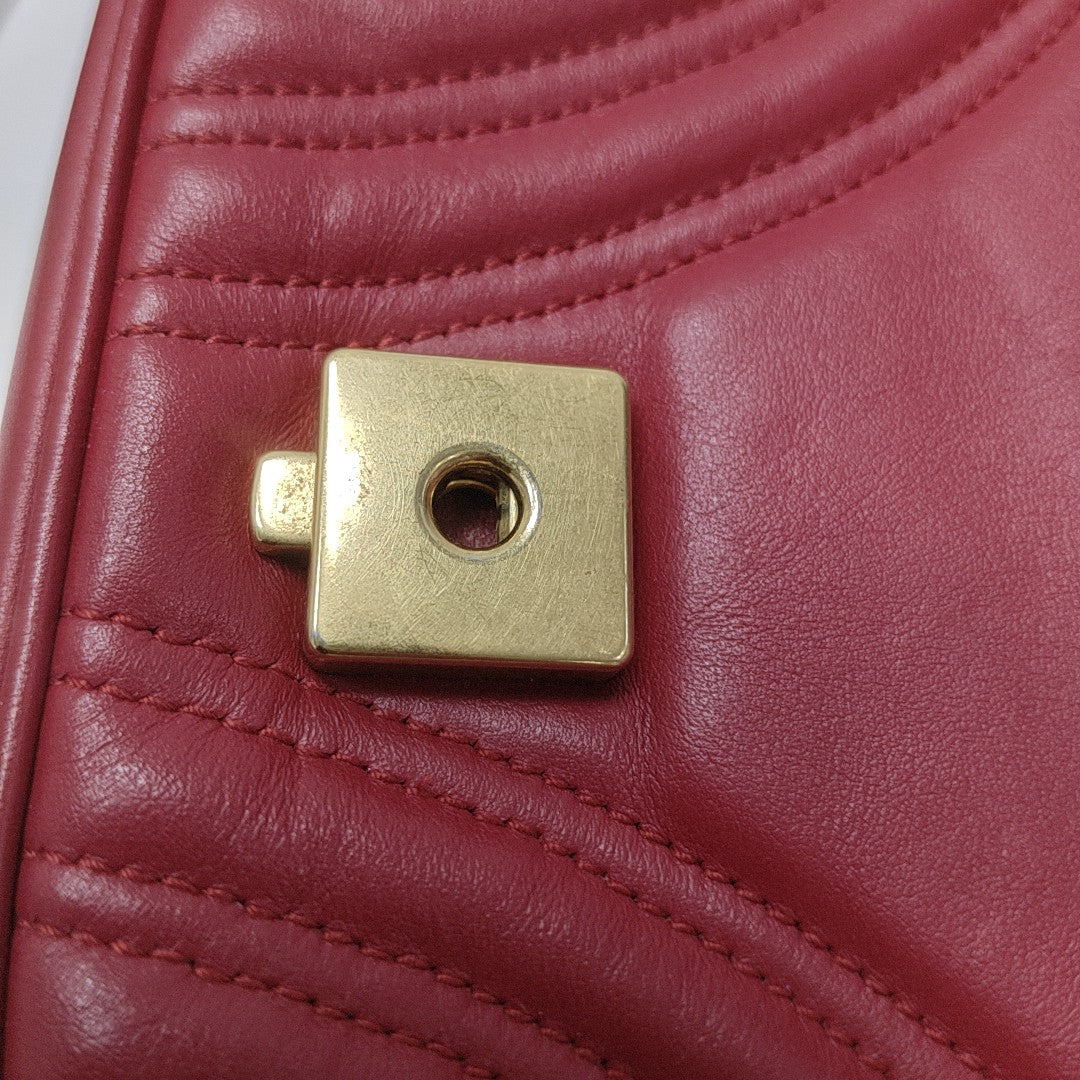 GG Marmont Medium Quilted Calfskin Red
