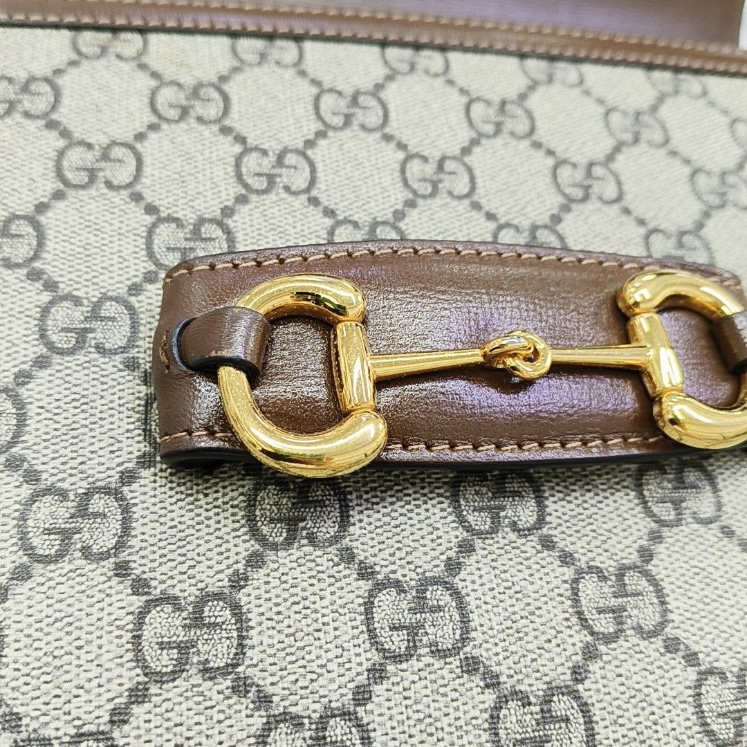 Horsebit 1955 Medium Monogram Coated Canvas Beige