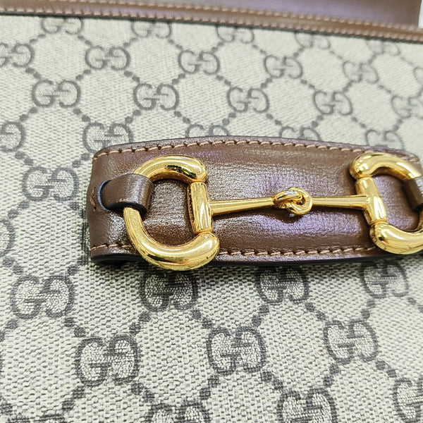 Horsebit 1955 Medium Monogram Coated Canvas Beige