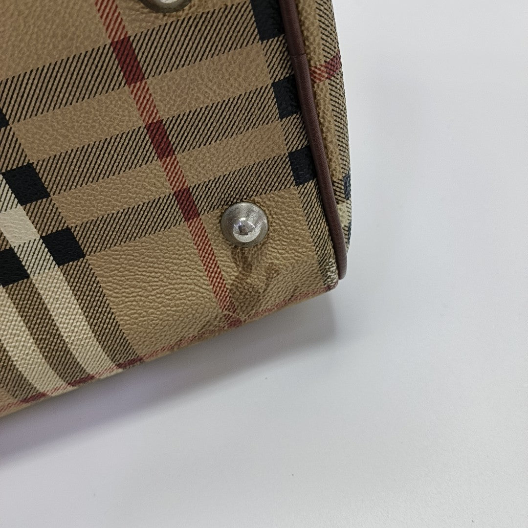 Coated Canvas Top Handle Bag Beige
