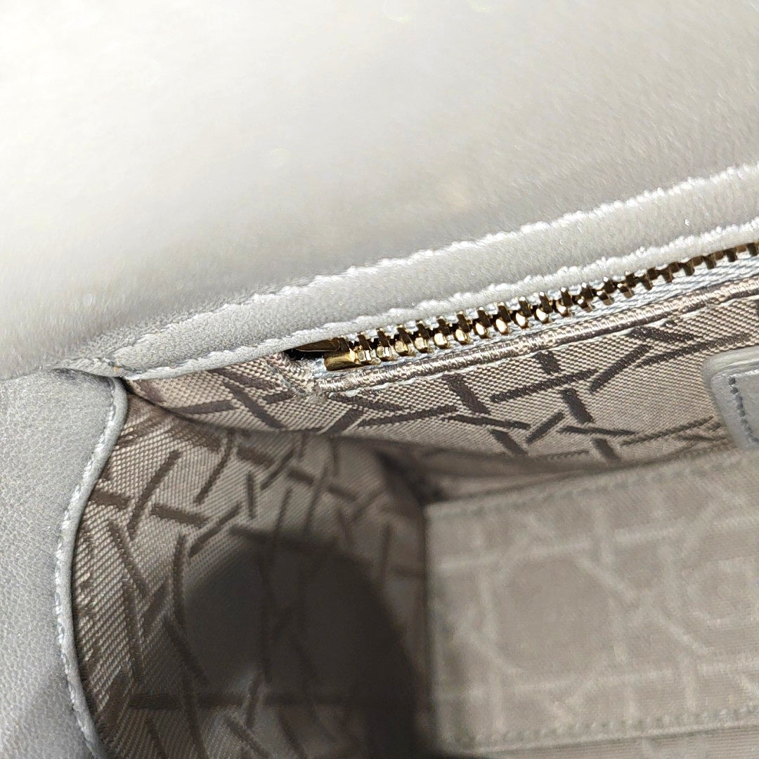 Lady Dior Mini Cannage Lambskin Gray