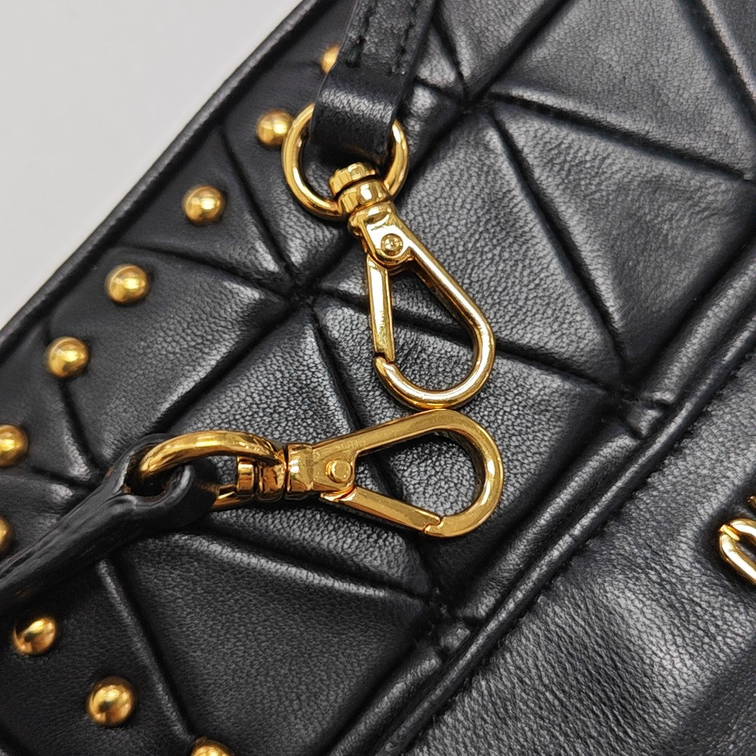 Quilted Lambskin Shoulder Bag Black