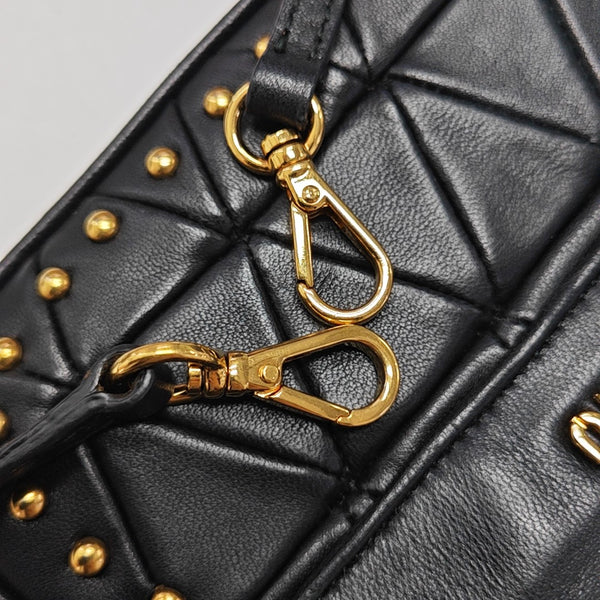 Quilted Lambskin Shoulder Bag Black