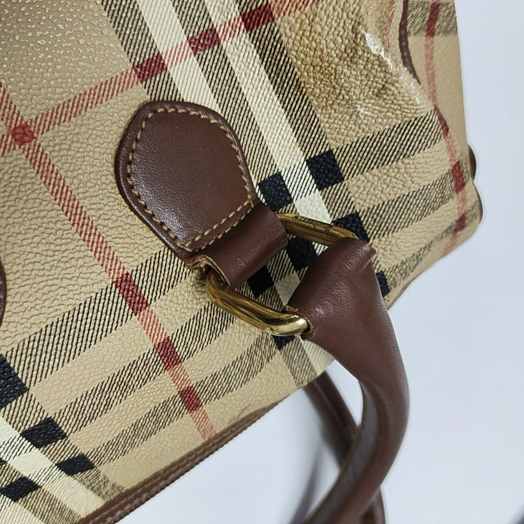Coated Canvas Top Handle Bag Beige