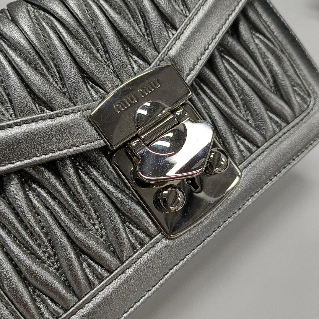 Miu Confidential Quilted Lambskin Silver
