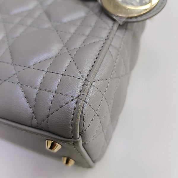Lady Dior Mini Cannage Lambskin Gray