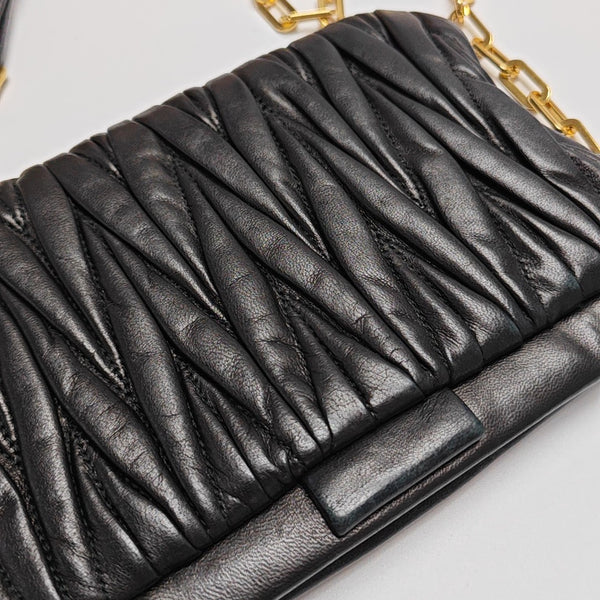 Quilted Lambskin Shoulder Bag Black