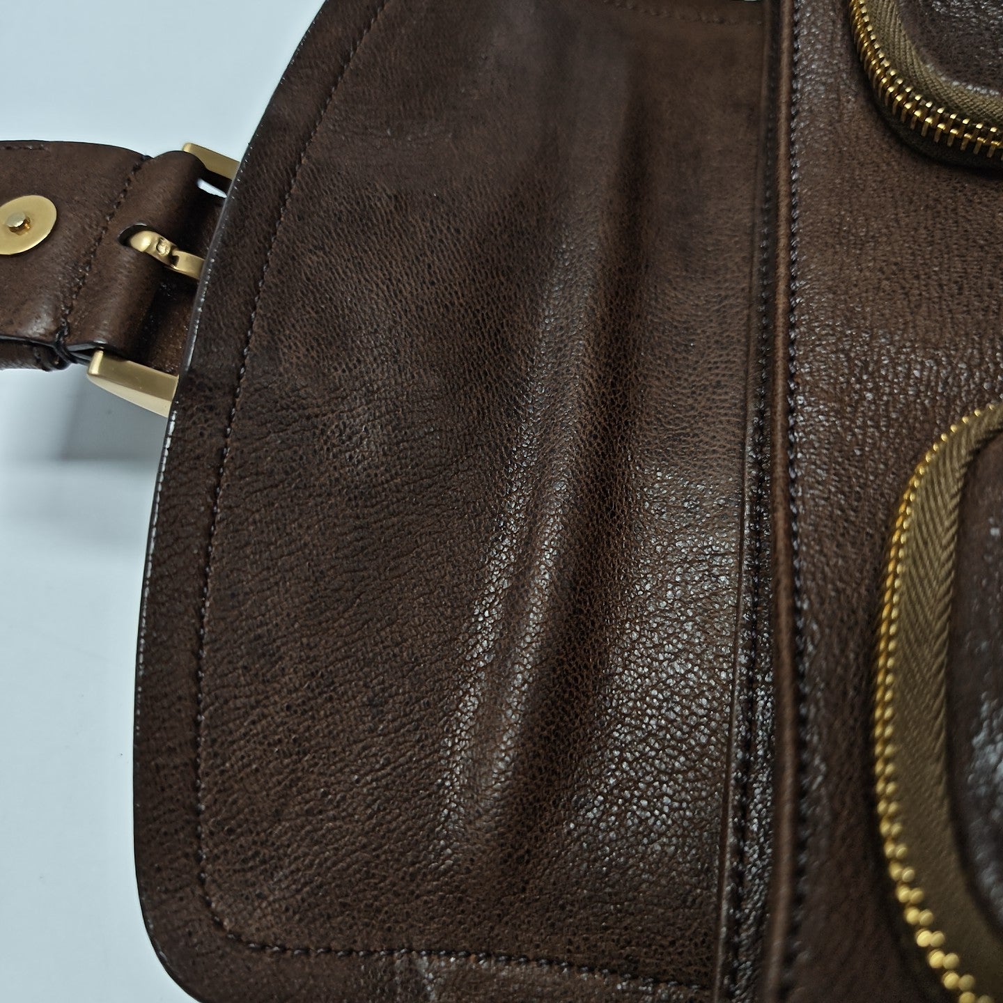 Calfskin Top Handle Bag Brown