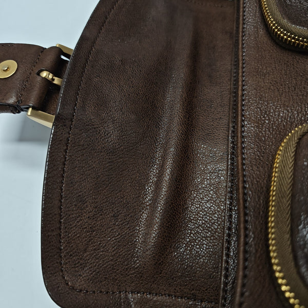 Calfskin Top Handle Bag Brown