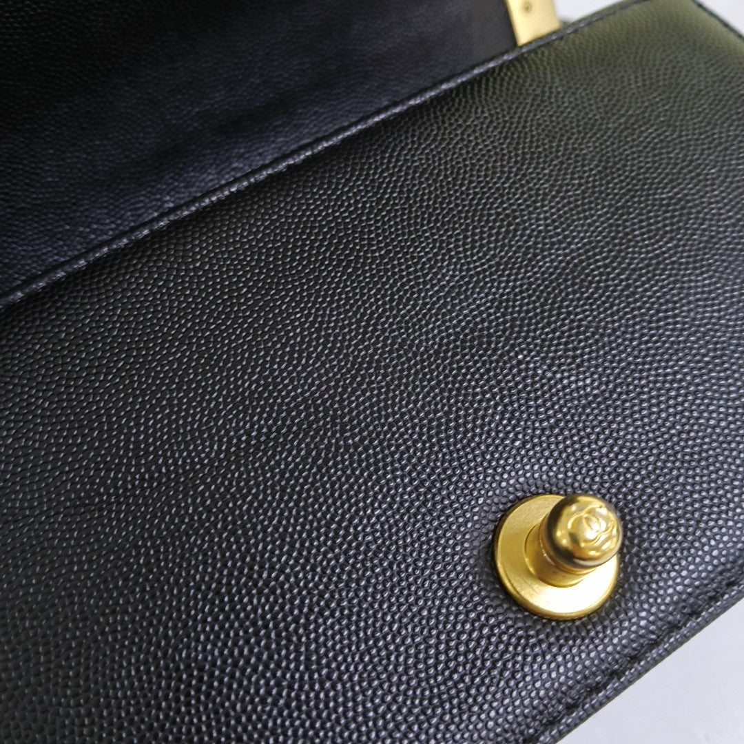 BOY CHANEL Small Quilted Grained Calfskin Black