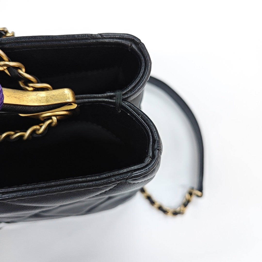 Quilted Lambskin Shoulder Bag Small Black