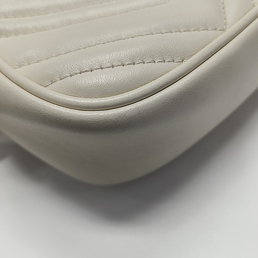 GG Marmont Small Quilted Calfskin White