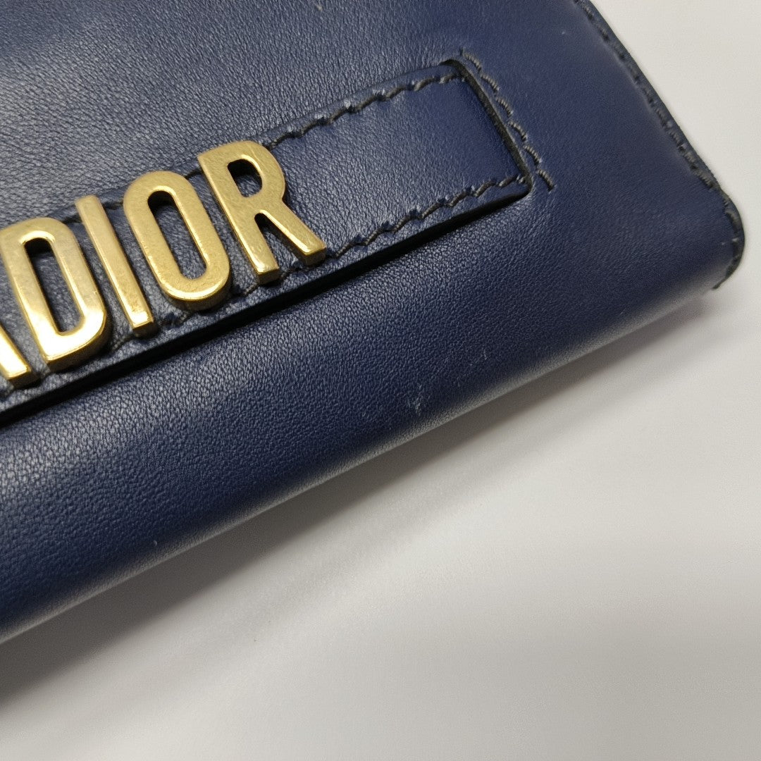 J'adior Calfskin Blue Wallet