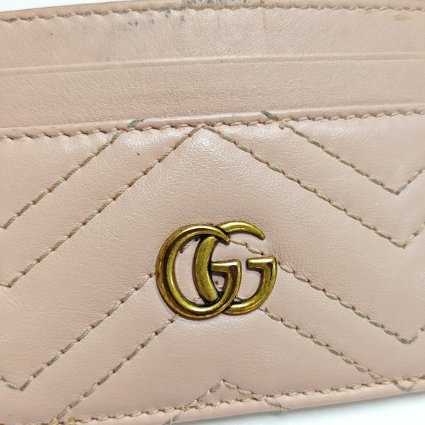 GG Marmont Mini Quilted Calfskin Pink Card Holder