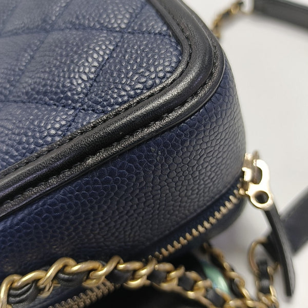 FILIGREE Small Quilted Grained Calfskin Blue