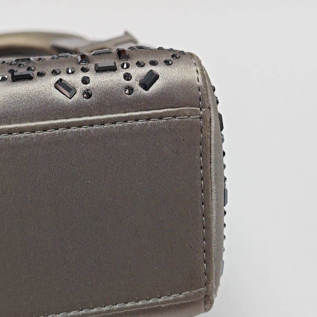 Lady Dior Mini Cannage Silk Satin Gray