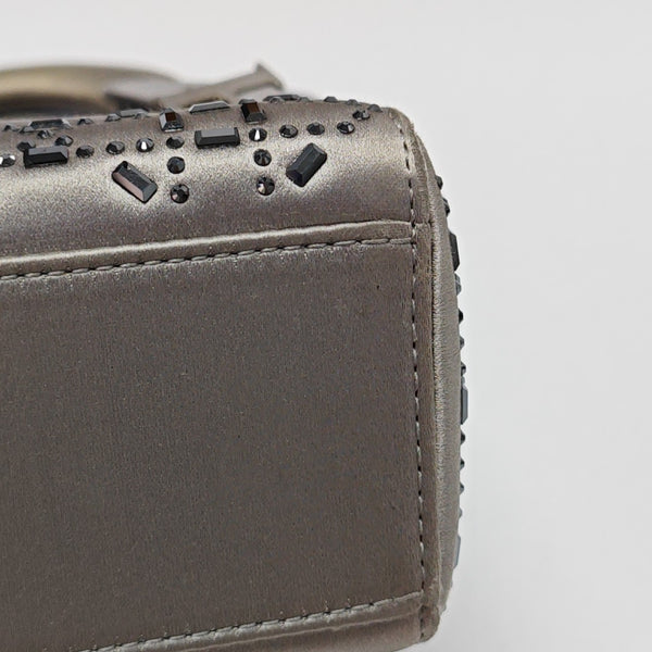 Lady Dior Mini Cannage Silk Satin Gray