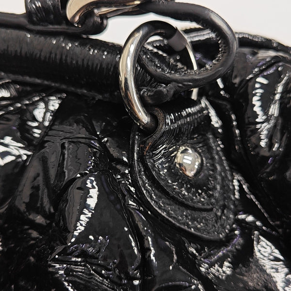 Quilted Patent Leather Tote Bag Black