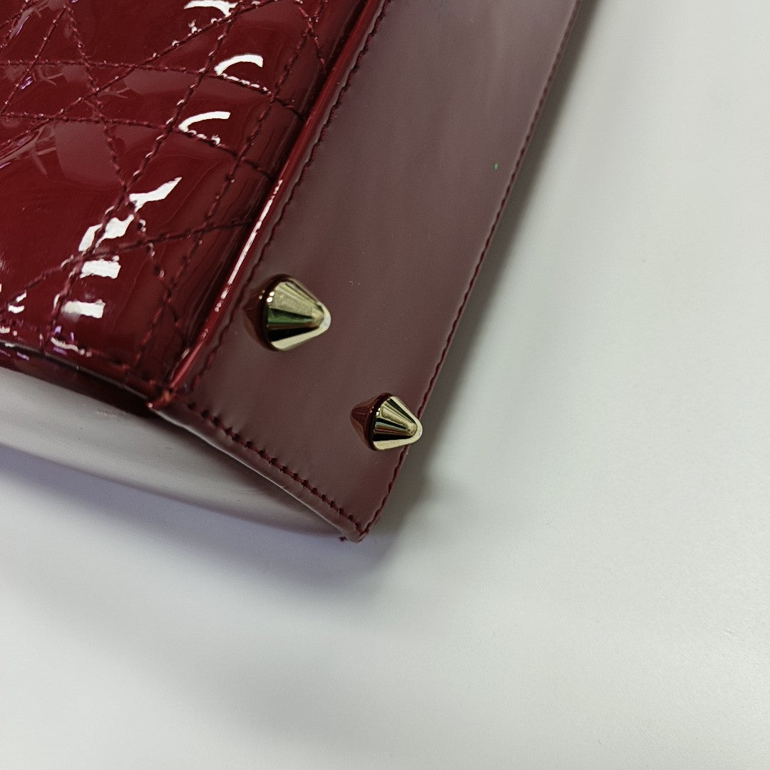 Lady Dior Small Cannage Patent Leather Red