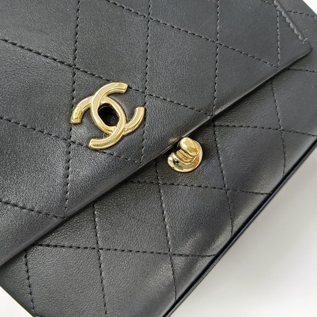 Quilted Calfskin Shoulder Bag Black