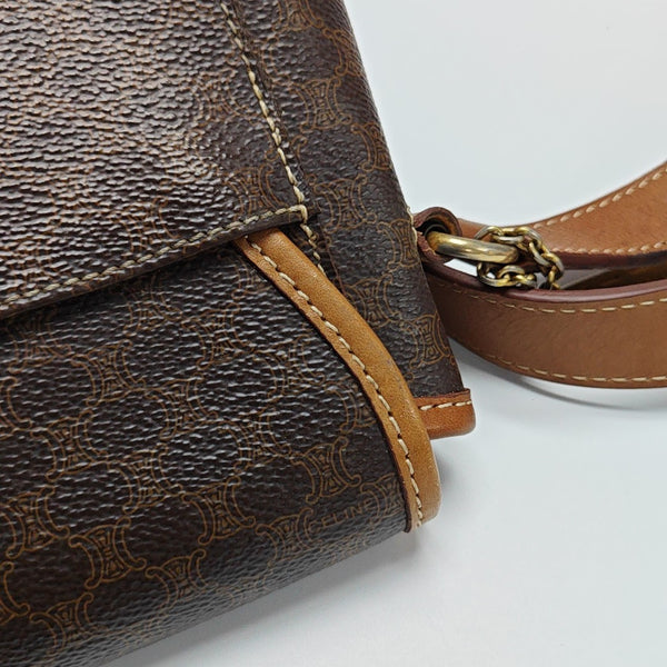 Coated Canvas Shoulder Bag Brown