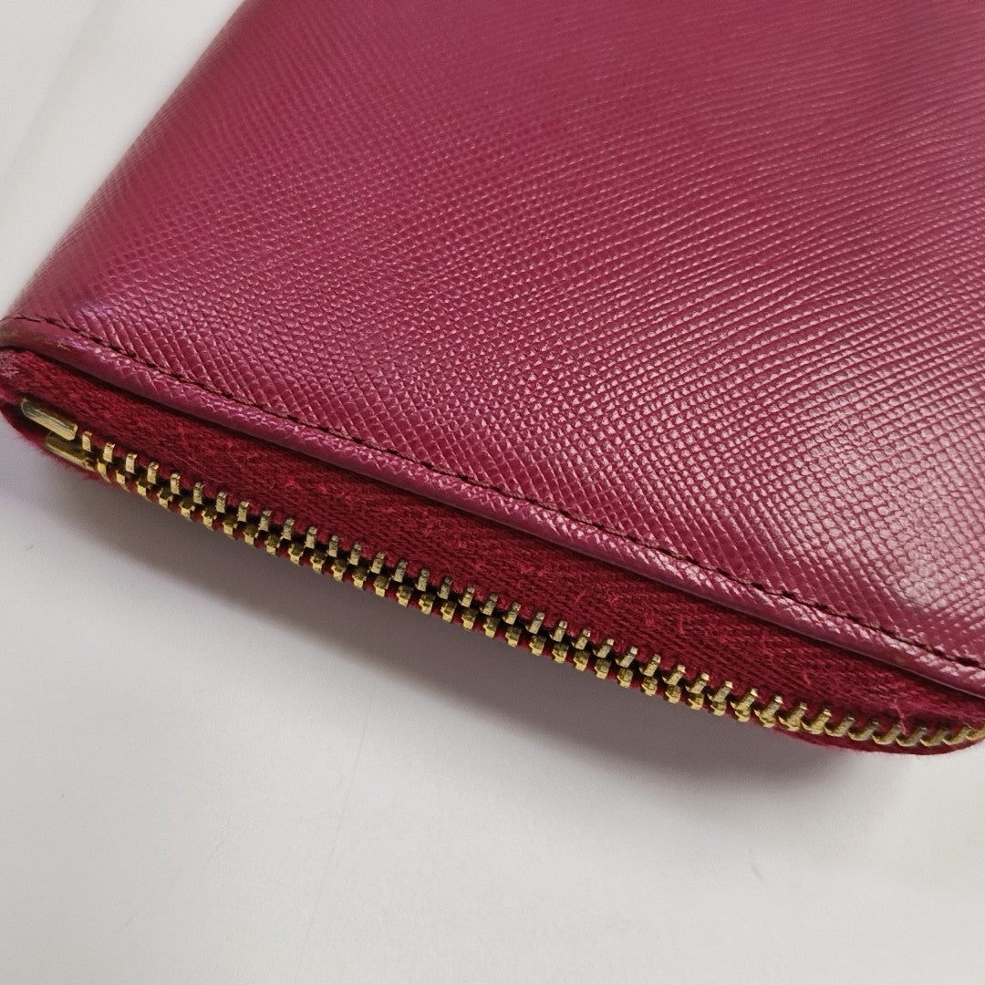Fiocco Bow Saffiano Calfskin Red Wallet