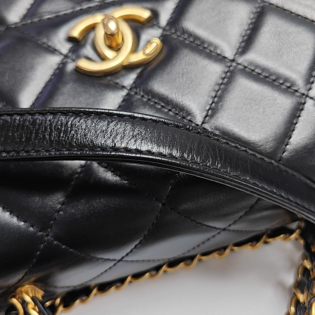 Quilted Calfskin Shoulder Bag Small Black