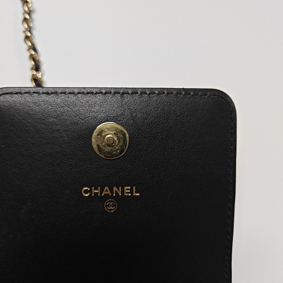 Quilted Grained Calfskin Shoulder Bag Black