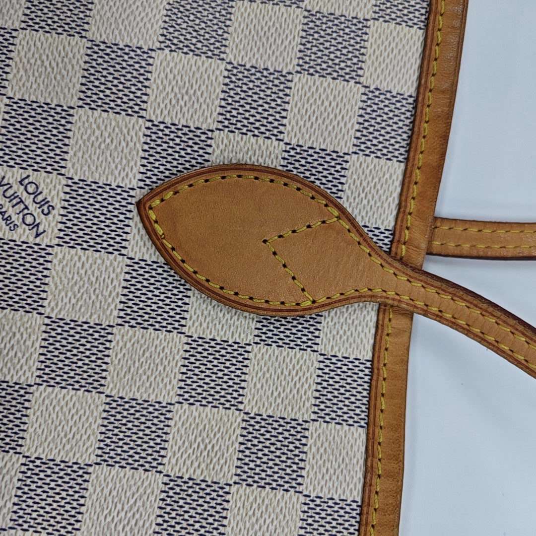 NEVERFULL GM Damier Azur Coated Canvas White