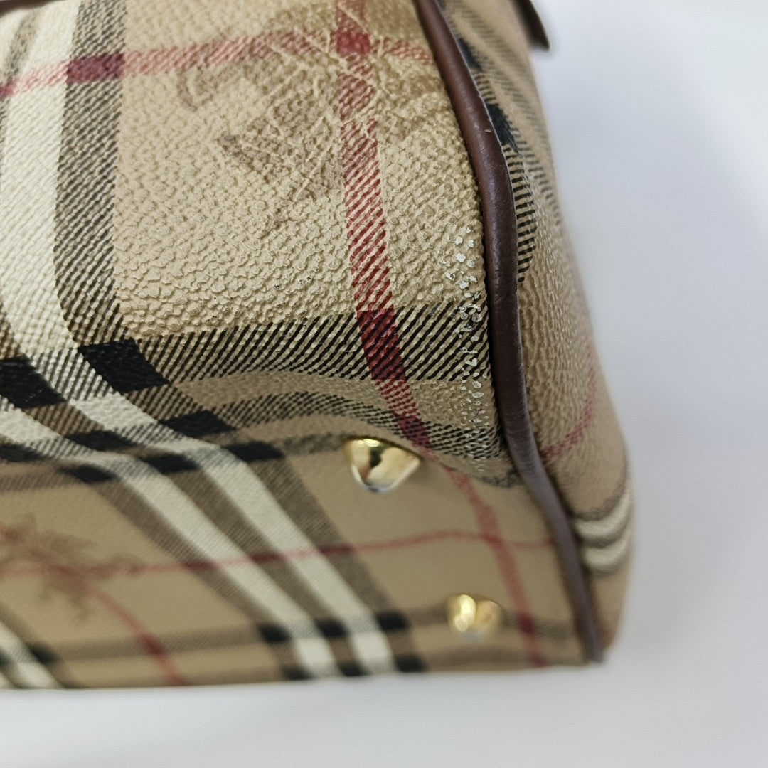 Coated Canvas Top Handle Bag Beige