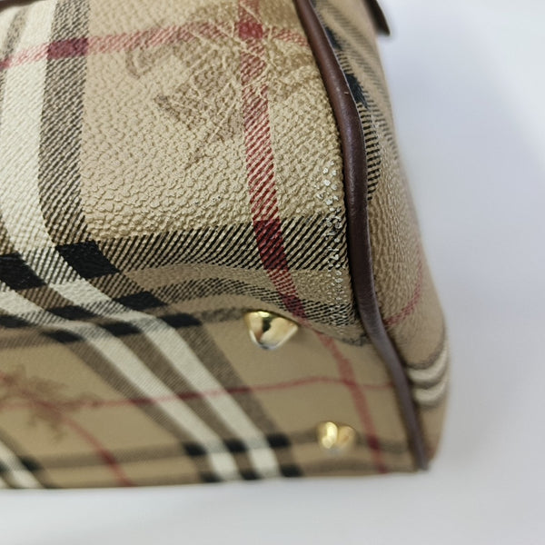Coated Canvas Top Handle Bag Beige