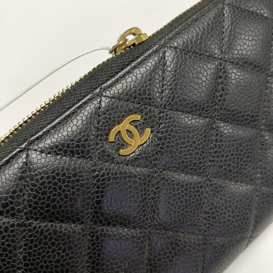 Quilted Grained Calfskin Wallet Black